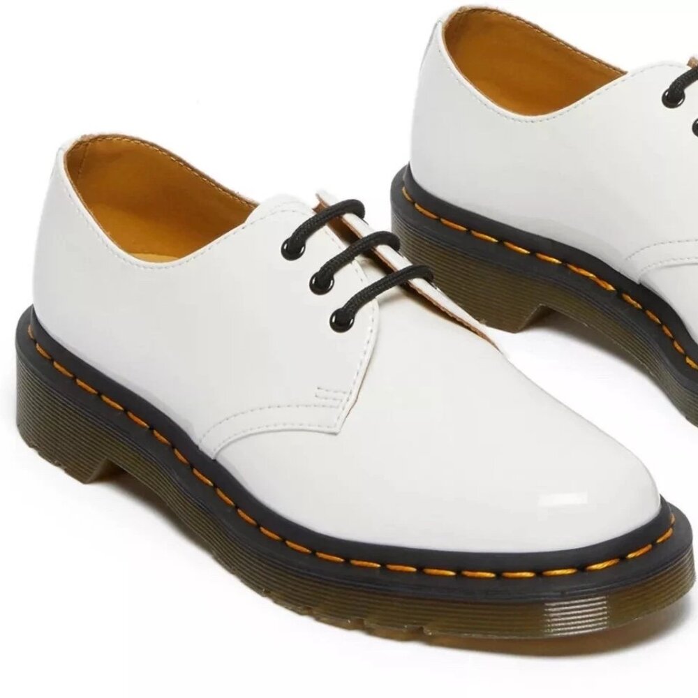 Dr. Martens 1461 Patent Leather Oxford Size 9 White Black 26754100 Womens Shoes